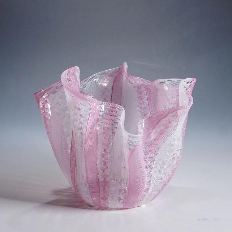 Large Fazzoletto Zanfirico Vase by Fulvio Bianconi for Venini, Venice Murano - 3