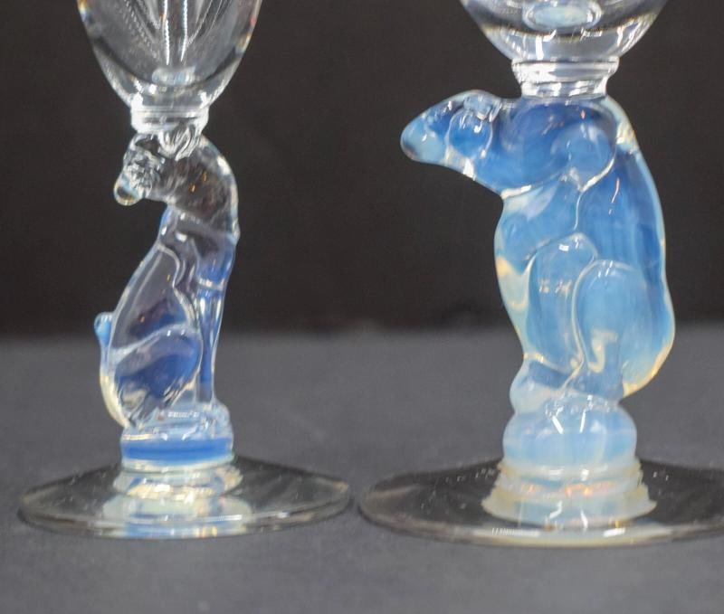 5 Pcs. Libbey Nash Silhouette Stemware- Cat, Kangaroo, Squirrel, Bear & Monkey - 7