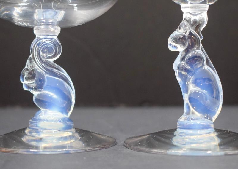 5 Pcs. Libbey Nash Silhouette Stemware- Cat, Kangaroo, Squirrel, Bear & Monkey - 8