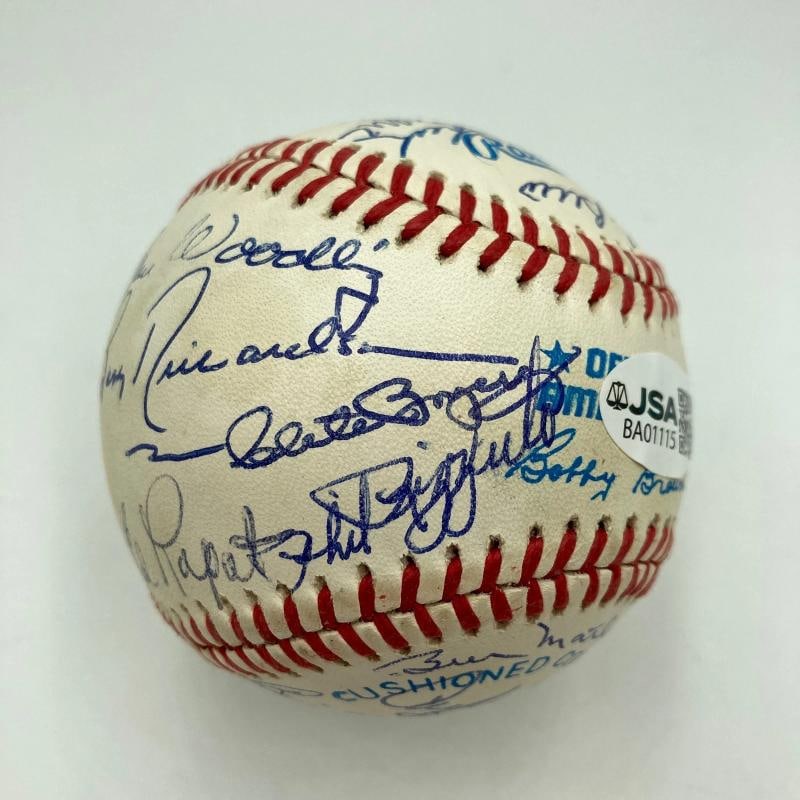Mickey Mantle New York Yankees HOF Legends Multi Signed Baseball 28 Sigs JSA COA - 4