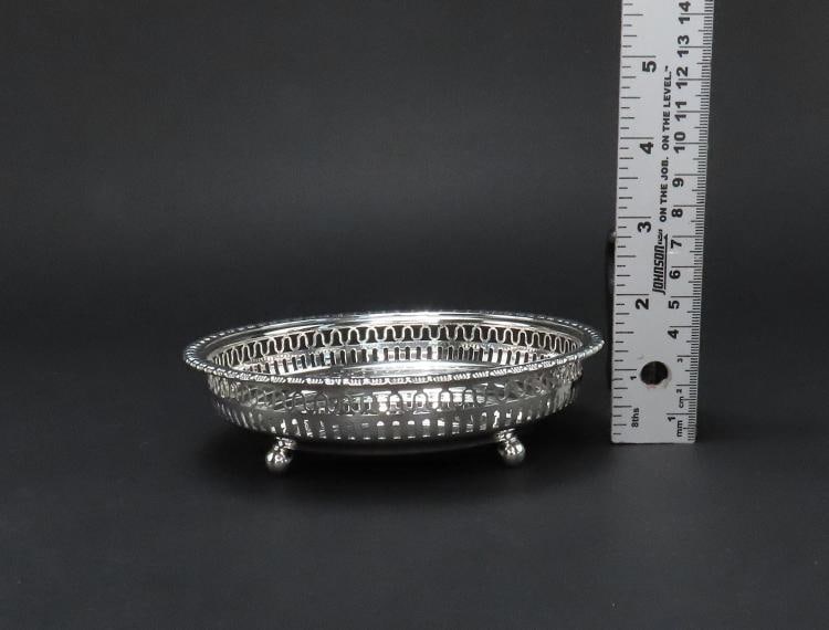 Fine 1890 Gorham Sterling Silver Reticulated Candy Nut Dish Bowl w Ball Feet - 5