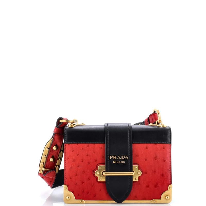 Prada Cahier Crossbody Bag Leather and Ostrich Small (1 of 8)