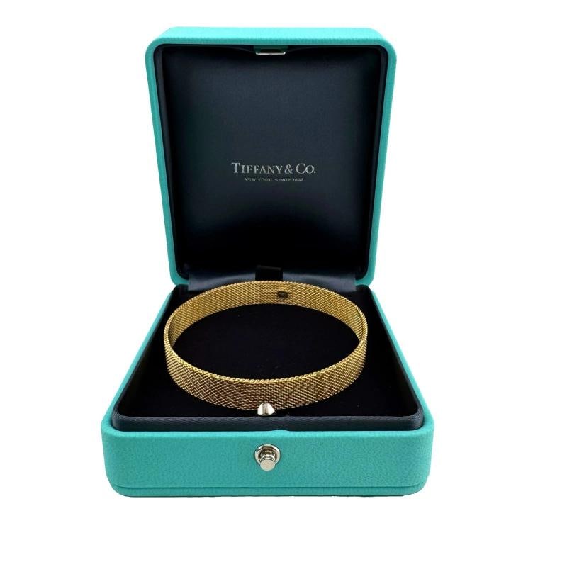 Tiffany & Co Somerset Mesh 18k Yellow Gold Bangle - 10