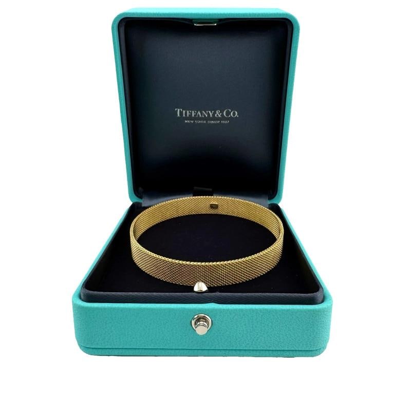 Tiffany & Co Somerset Mesh 18k Yellow Gold Bangle - 7