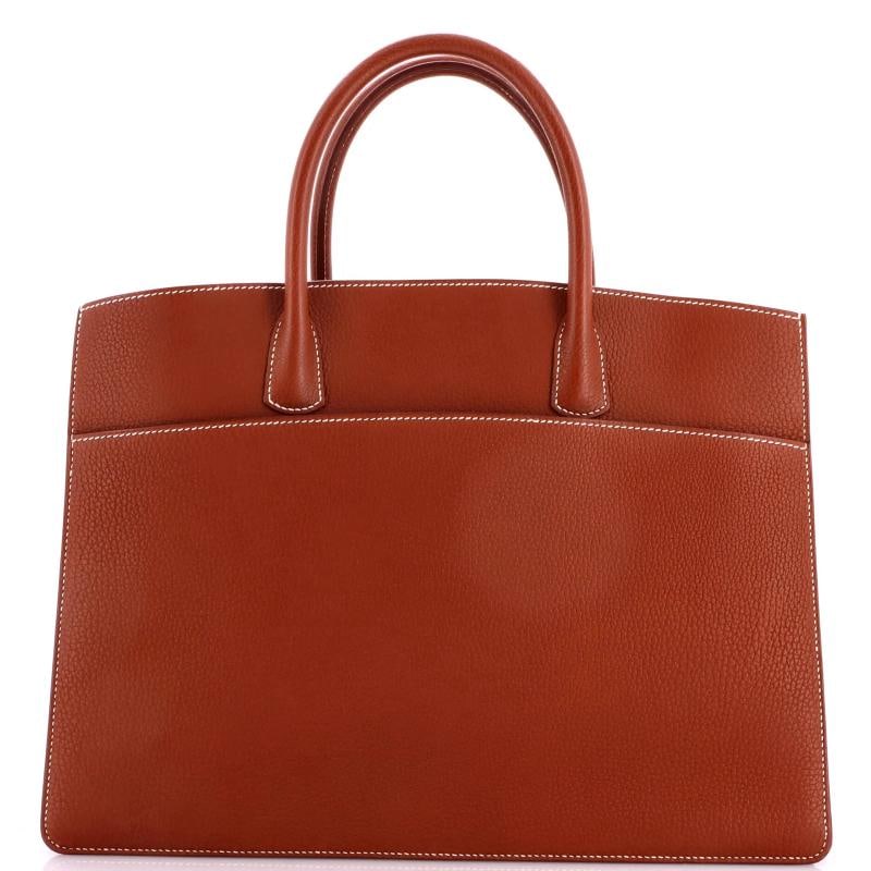 Hermes White Bus Bag Leather 39: Condition: Pre-owned - Good,Brand: Hermes,Exterior Material: Leather,Style: Totes,Exterior Color: Brown,Department: Women,Size: 39,Accessories: Dust Bag