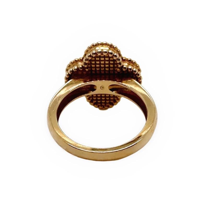 Van Cleef & Arpels Vintage Alhambra Black Onyx Diamond Ring 18k Gold COA Box - 9