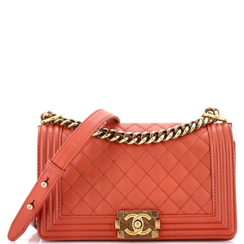 Chanel Boy Flap Bag Quilted Calfskin Old Medium: Condition: Pre-owned - Good,Brand: CHANEL,Exterior Material: Leather,Style: Shoulder Bags,Exterior Color: Brown,Department: Women,Size: Small