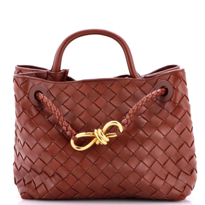 Bottega Veneta Andiamo Top Handle Bag Intrecciato Nappa Small: Condition: Pre-owned - Excellent,Brand: Bottega Veneta,Exterior Material: Leather,Style: Top Handle,Exterior Color: Brown,Department: Women,Size: Small