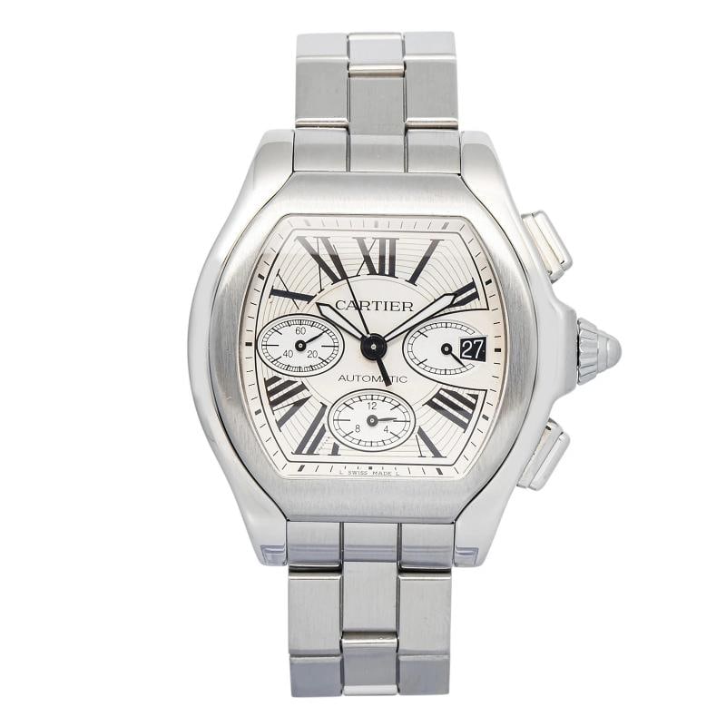 Cartier Roadster W6206019 Stainless Steel Silver Dial Automatic 49mm: Case Size 49mm Wrist Fit 7 inches Box No Papers No Condition ¢â‚¬â€� Excellent Full Specifications SKU Cartier#1821 Brand Cartier Model Roadster Reference