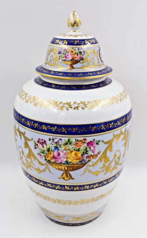 Spectacular Le Tellec Paris Hand Painted Large Ginger Jar - Florals Raised Gold - 3