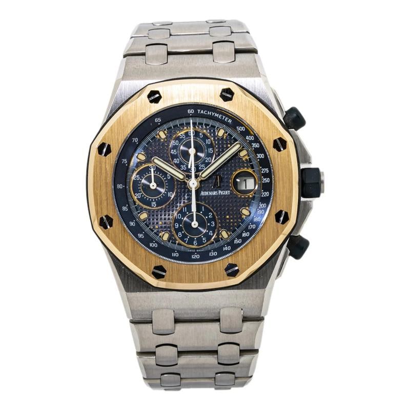 Audemars Piguet Royal Oak 25721SA Bracelet Steel Blue Index Auto 42mm: Case Size 42mm Wrist Fit 8 inches Box No Papers No Condition ¢â‚¬â€� Good Full Specifications SKU AP#114 Brand Audemars Piguet Model Royal Oak Reference 25721SA 