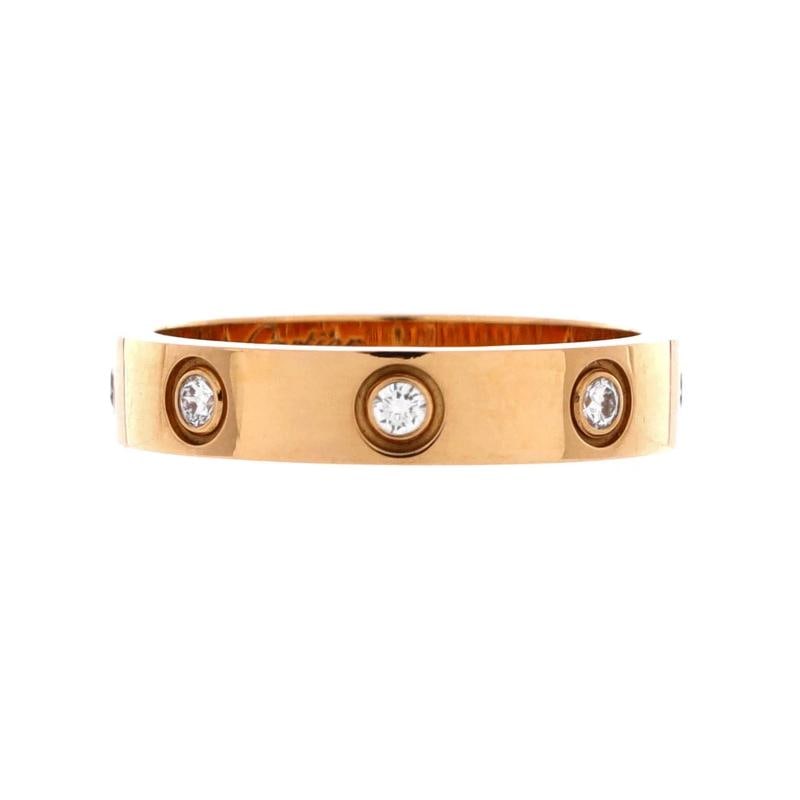 Cartier Love Wedding Band 8 Diamonds Ring 18K Rose Gold with Diamonds: Condition: Pre-owned - Good,Brand: Cartier,Main Stone: Diamond,Metal: 18K Rose Gold,Metal Purity: 18K,Ring Size: 6 - 52,Type: Ring,Color: Rose Gold,Style: 18K Rose Gold With Diamonds,Material: 18K Yel
