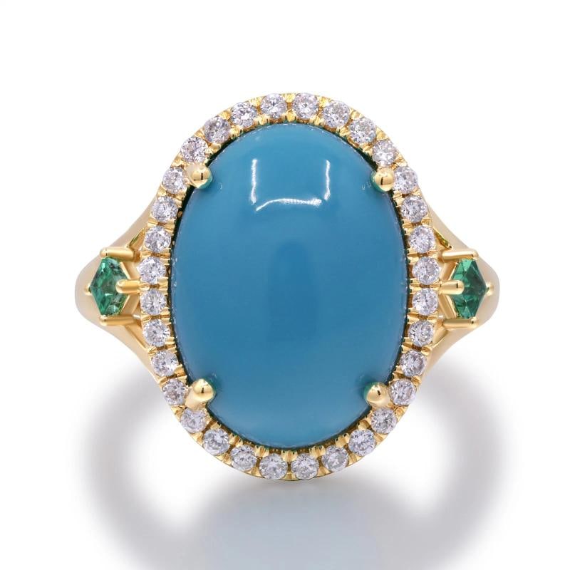 Yellow Gold Turquoise and Diamond Ring (1 of 5)