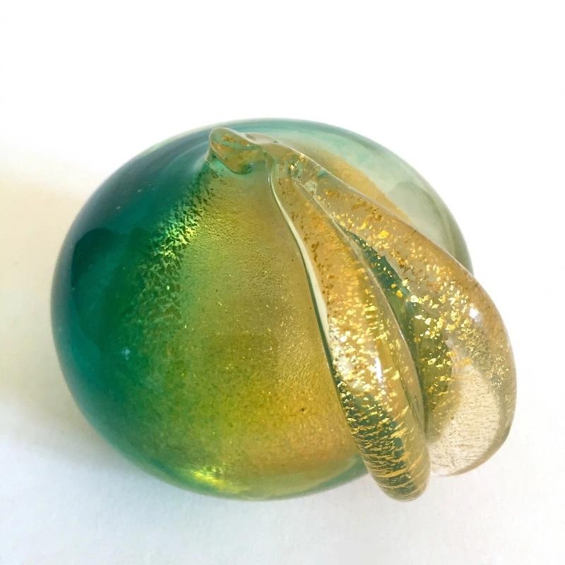 BAROVIER & TOSO VTG MID CENTURY MODERN MURANO ART GLASS GREEN APPLES - 2PC SET - 6