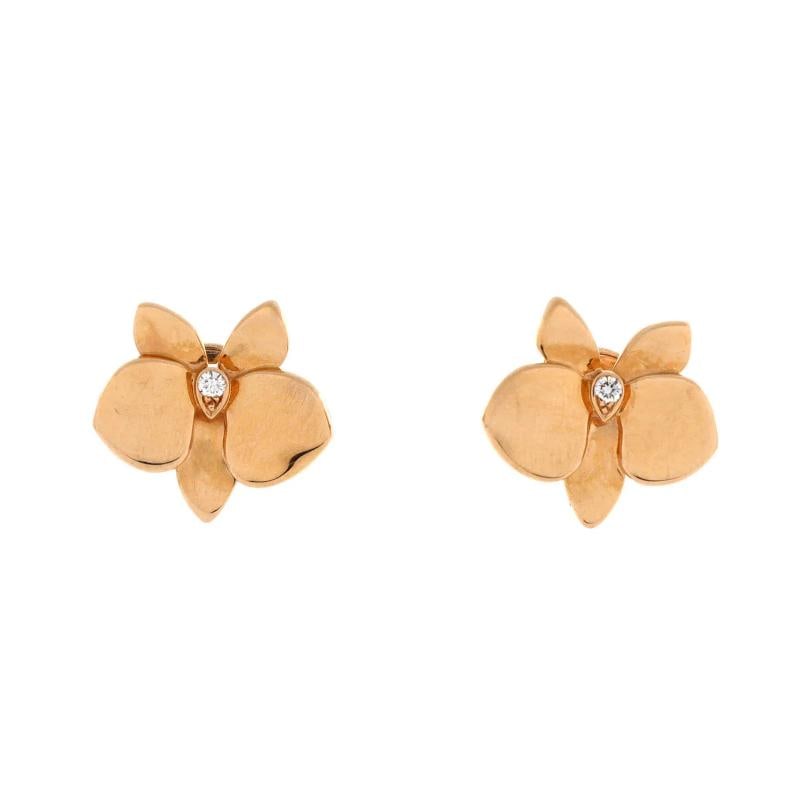 Cartier Caresse D'Orchidees Stud Earrings 18K Rose Gold with Diamonds: Condition: Pre-owned - Good,Brand: Cartier,Main Stone: Diamond,Metal: 18K Rose Gold,Metal Purity: 18K,Style: Stud,Type: Earrings,Color: Rose Gold,Material: Unknown Condition: Great. Moderate wear thro