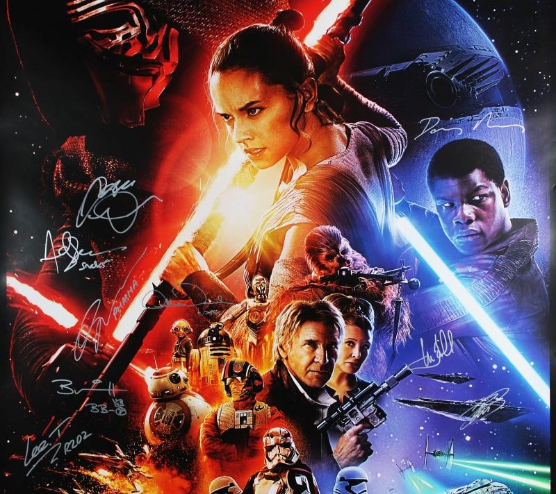 Star Wars (21) Hamill, Ridley, Mayhew, Driver Signed 27x40 Poster BAS #AG010007 - 2