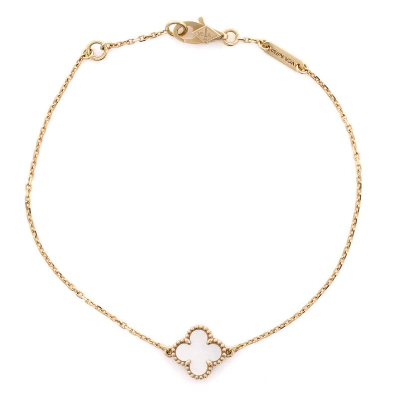 Van Cleef & Arpels Sweet Alhambra Bracelet 18K Yellow Gold and Mother of Pearl: Condition: Pre-owned - Good,Brand: Van Cleef & Arpels,Main Stone: Mother Of Pearl,Metal: 18K Yellow Gold,Metal Purity: 18K,Style: Bracelet,Type: Bracelet,Color: Yellow Gold,Material: 18K Yellow Gold, 
