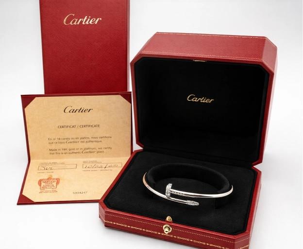 Cartier JUSTE UN CLOU 18K White Gold Diamonds 3.5 mm Bracelet SZ 19 Box Receipt (1 of 7)