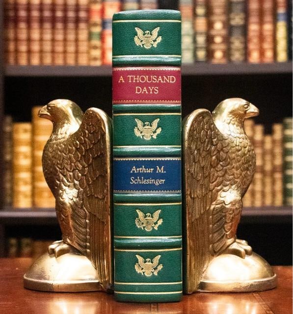 Arthur M Schlesinger Jr / A Thousand Days John F Kennedy in the White House 1st: Author: Arthur M. Schlesinger Jr,Country of Origin: United States of America,Publisher: Andre Deutsch,Year Printed: 1965,Special Attributes: 1st Edition,Binding: Leather,Original/Facsimile: Original A