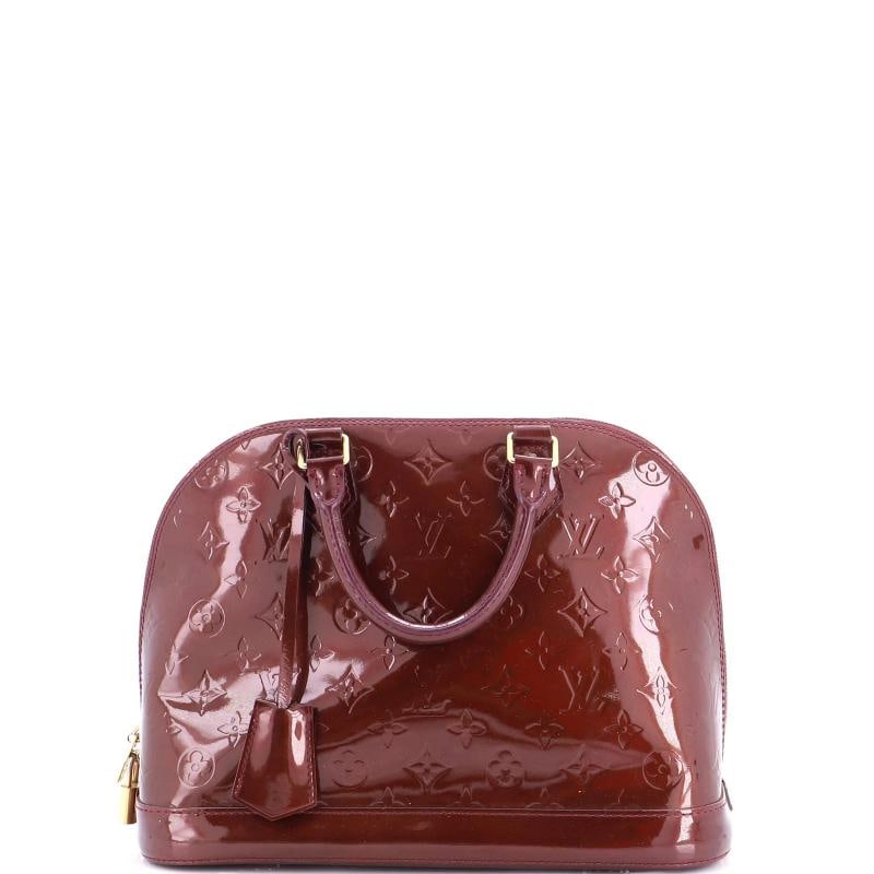 Louis Vuitton Alma Handbag Monogram Vernis PM: Condition: Pre-owned - Fair,Brand: Louis Vuitton,Exterior Material: Patent Leather,Style: Top Handle,Exterior Color: Brown,Department: Women,Size: Pm,Accessories: Keys, Clochette, Lock