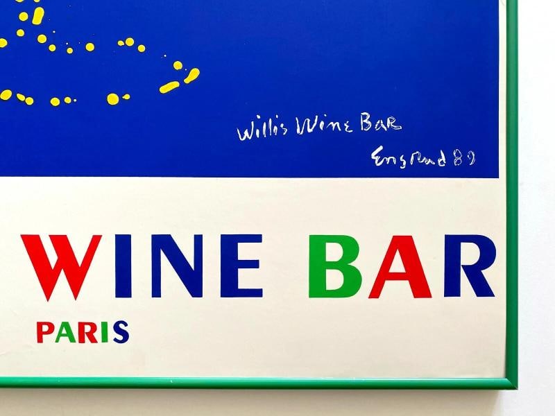 WILLI'S WINE BAR PARIS RARE 1989 WAYNE ENSRUD FRAMED LRG SILKSCREEN PRINT POSTER - 12