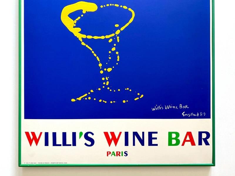 WILLI'S WINE BAR PARIS RARE 1989 WAYNE ENSRUD FRAMED LRG SILKSCREEN PRINT POSTER - 3