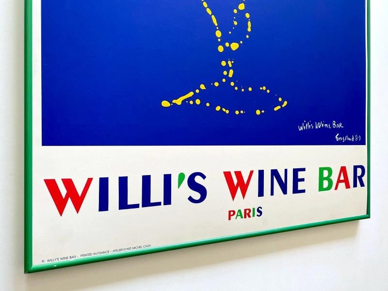 WILLI'S WINE BAR PARIS RARE 1989 WAYNE ENSRUD FRAMED LRG SILKSCREEN PRINT POSTER - 8