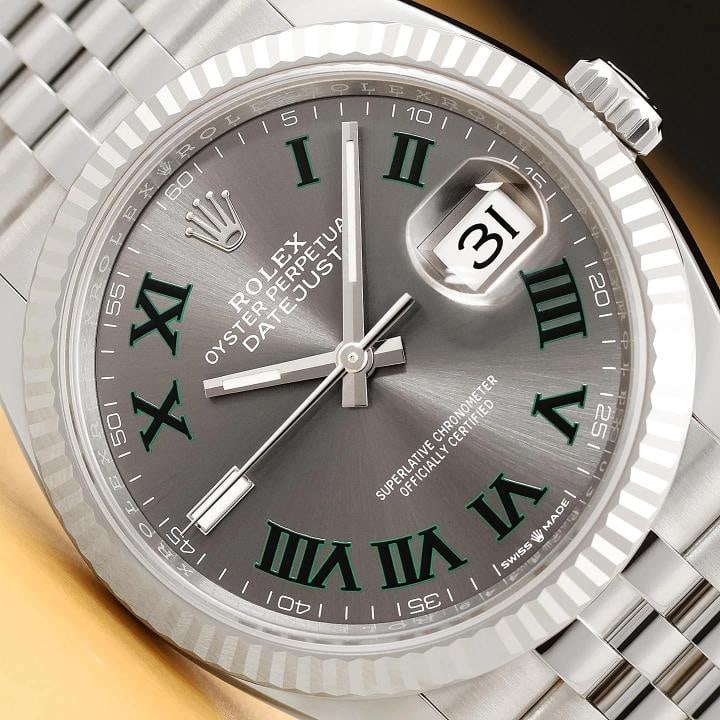 2025 B&P ROLEX DATEJUST 126234 WIMBLEDON DIAL 18K WHITE GOLD STEEL JUBILEE WATCH: This is an authentic Rolex Datejust 126234 36mm wimbledon dial with stainless steel jubilee bracelet, 18K white gold fluted bezel, Rolex wwarranty card and Rolex watch box..Descriptions: Brand: Rolex 