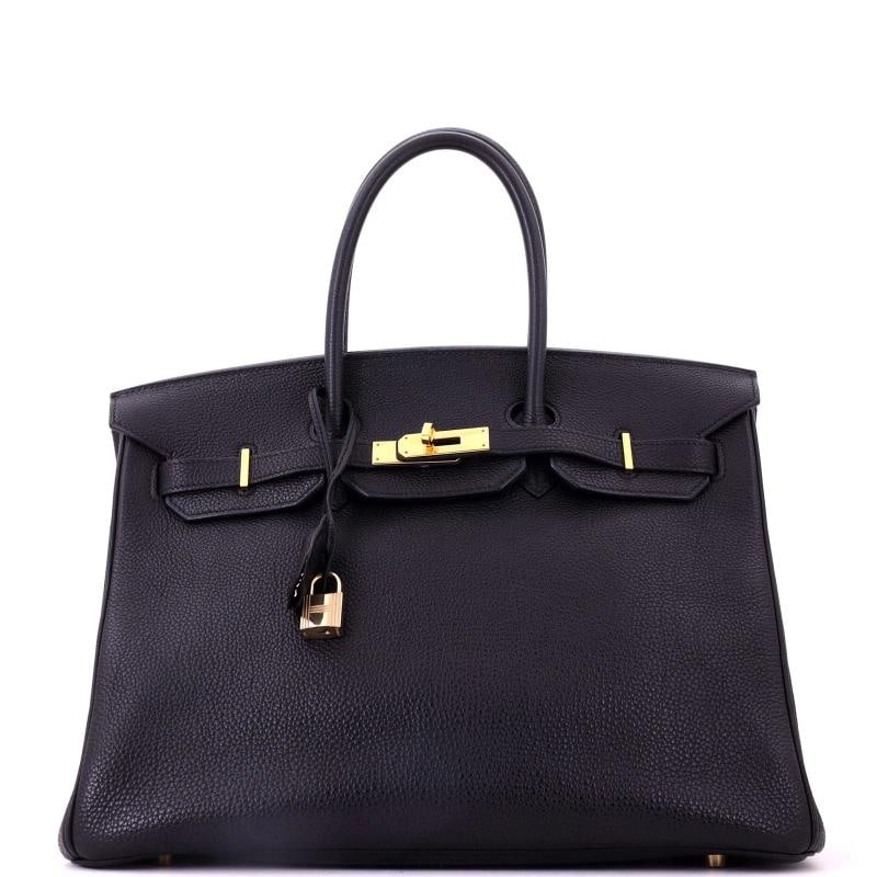 Hermes Birkin Handbag Black Togo with Gold Hardware 35: Accessories: Clochette, Keys, Lock, Dust Bag Measurements: Handle Drop None", Height 10", Width 14", Depth 7", Strap Drop None". Condition: Pre-owned - Good,Brand: Hermes,Exterior Material: Leather,St