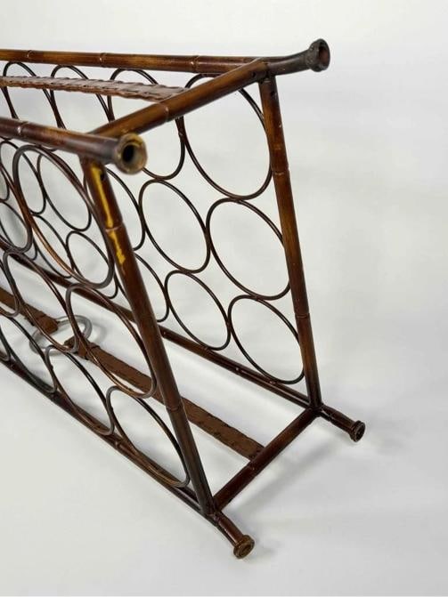 Jacques Adnet Hermes Style Tole Faux Leather Equestrian Wine Rack Bottle Holder - 11