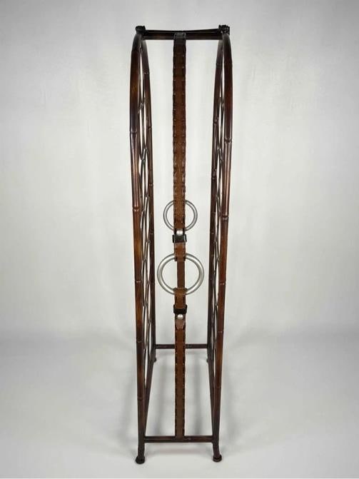 Jacques Adnet Hermes Style Tole Faux Leather Equestrian Wine Rack Bottle Holder - 13