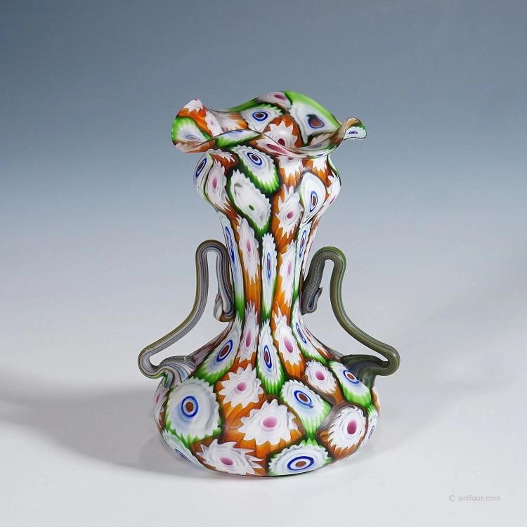 Vintage Millefiori Vase Fratelli Toso Murano: height: 5.12 inches diameter: 3.94 inches. Condition: Used,Brand: ArtGlass,Type: Vase,Country of Origin: Italy