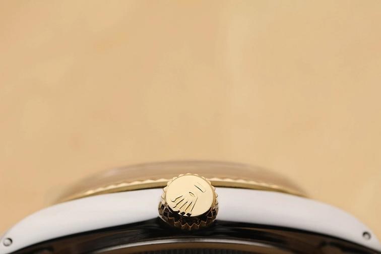 ROLEX MENS DATEJUST TWO TONE 18K YELLOW GOLD STEEL QUICKSET WATCH w/ ROLEX BAND - 9