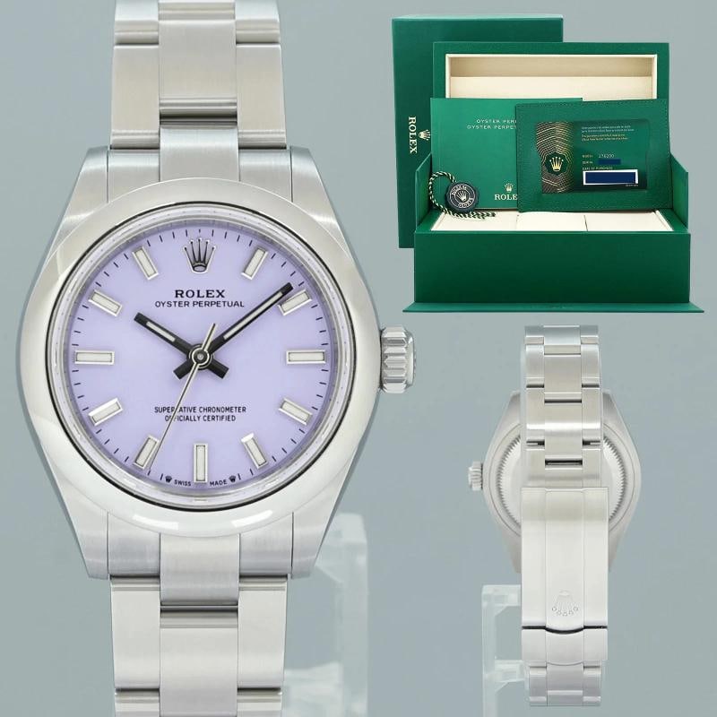 NEW AUG 2026 PAPERS Rolex 276200 Oyster Perpetual 28mm Lavender Oyster Watch Box: Condition: New with box and papers: This item is brand new and has never been worn. It still has the original ... Read moreabout the conditionNew with box and papers: This item is brand new and has ne