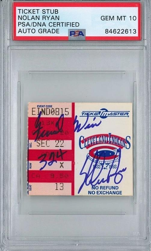 NOLAN RYAN SIGNED FINAL WIN TICKET PSA DNA 84622613 W/ FINAL WIN 324 RARE (1 of 1)