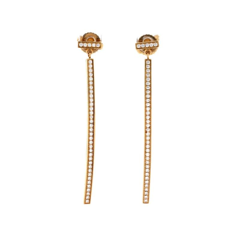 Tiffany & Co. T Wire Bar Earrings 18K Yellow Gold with Diamonds: Measurements: Height/Length: 1.75 ", Width: 0.25 " . Condition: Pre-owned - Good,Brand: Tiffany & Co.,Main Stone: Diamond,Metal: 18K Yellow Gold,Metal Purity: 18K,Style: Earrings,Type: Earrings,Color: