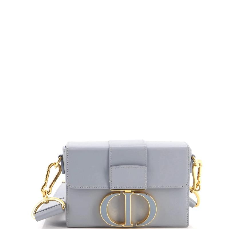 Christian Dior 30 Montaigne Box Bag Leather: Measurements: Height 4.5", Width 6.5", Depth 2", Strap Drop 21-25" . Condition: Pre-owned - Good,Brand: Christian Dior,Exterior Material: Leather,Style: Cross Body Bags,Exterior Color: Blue,Department