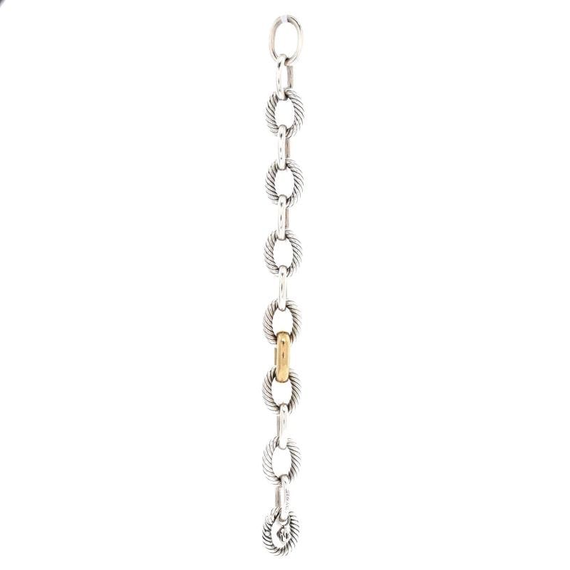 David Yurman Oval Link Bracelet Sterling Silver with 18K Yellow Gold XL (1 of 1)