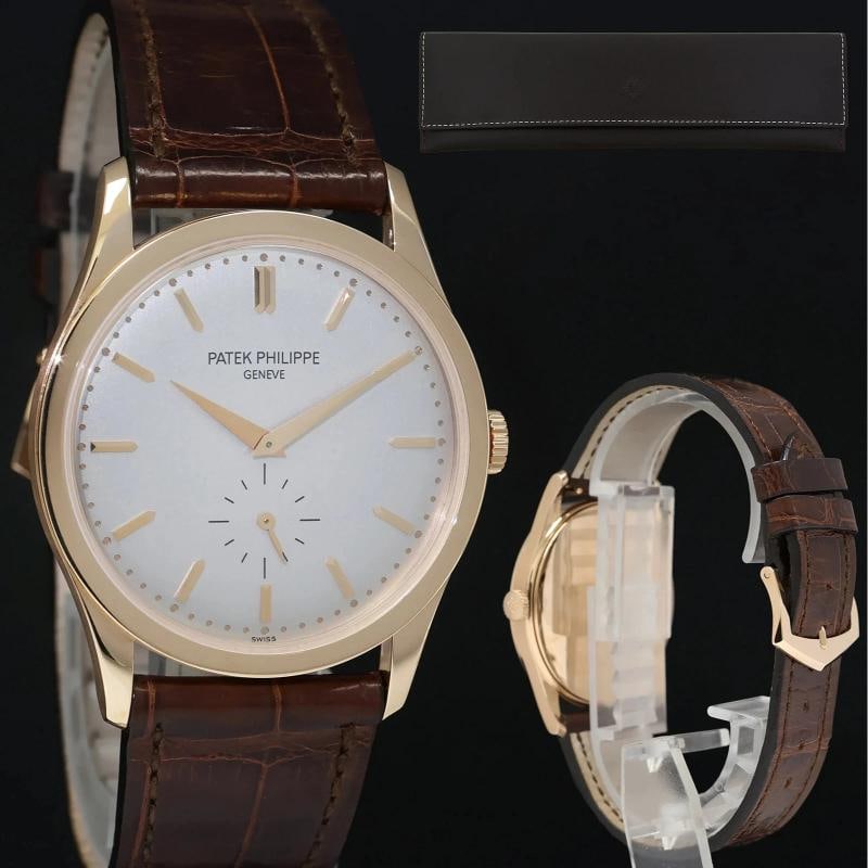 MINT Patek Philippe 5196R 37mm Rose Gold Calatrava Brown Leather Watch Box (1 of 7)