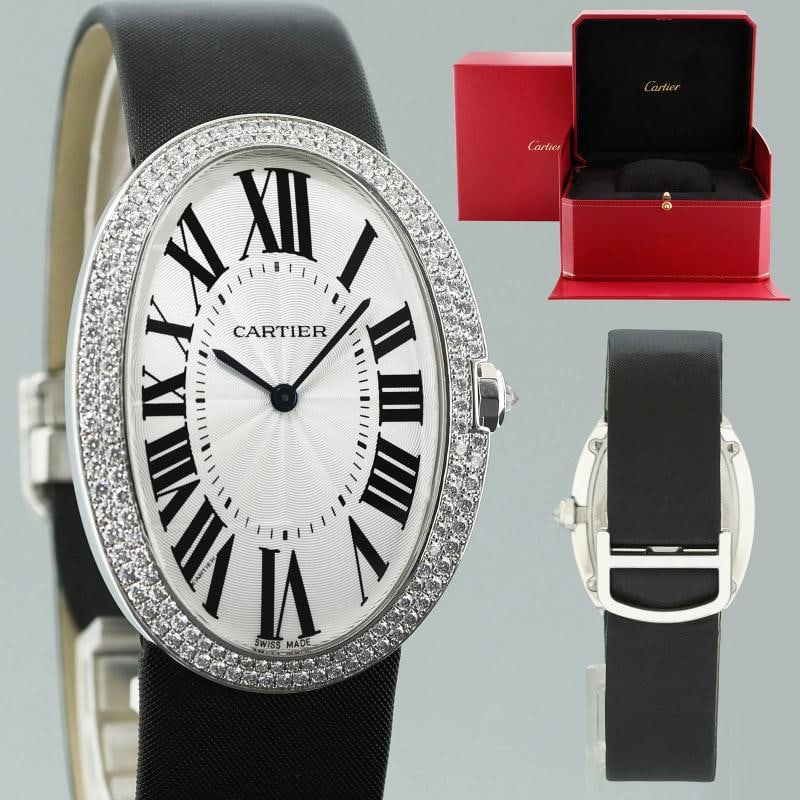 MINT DIAMOND Cartier Baignoire 33X44mm WB520009 18k White Gold Womens Watch Box (1 of 7)