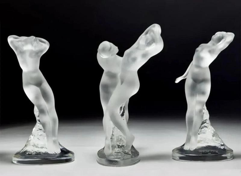A Group of Three Lalique Clear and Frosted Glass Figures, after 1945 Signed (1 of 7)