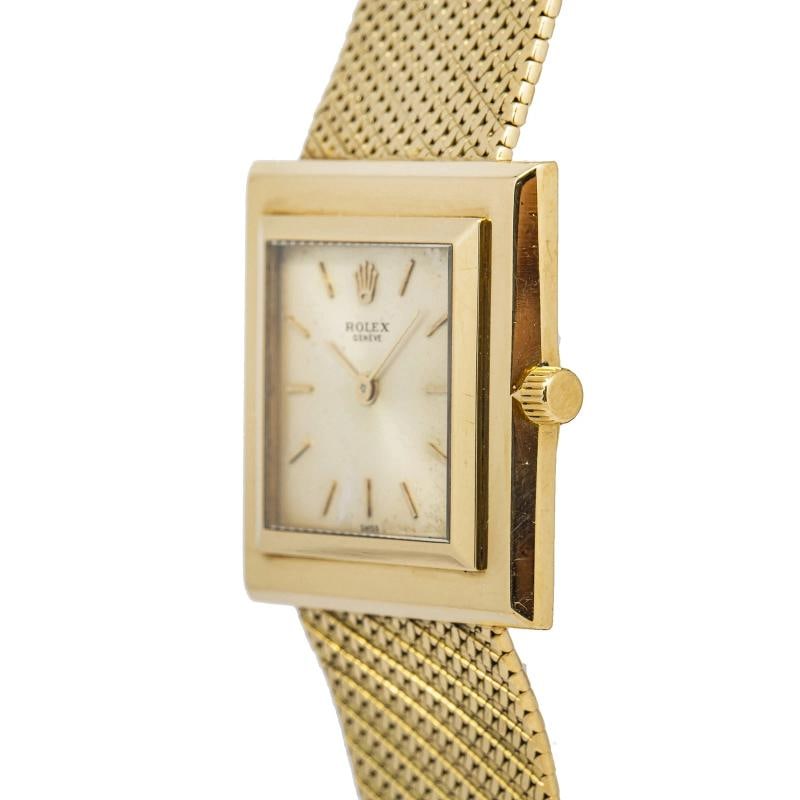 Rolex Geneve 22961 Bracelet Yellow Gold champagne Index Manual Winding 28mm (1 of 5)
