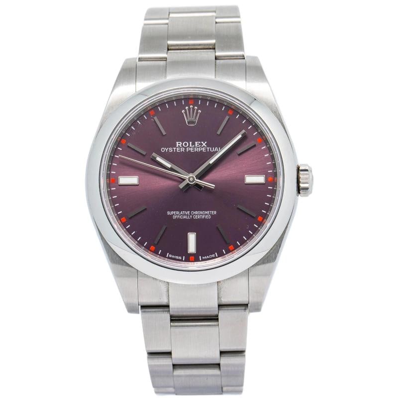 Rolex 114300 Oyster Stainless Steel Red Grape Dial Index 39mm (1 of 5)