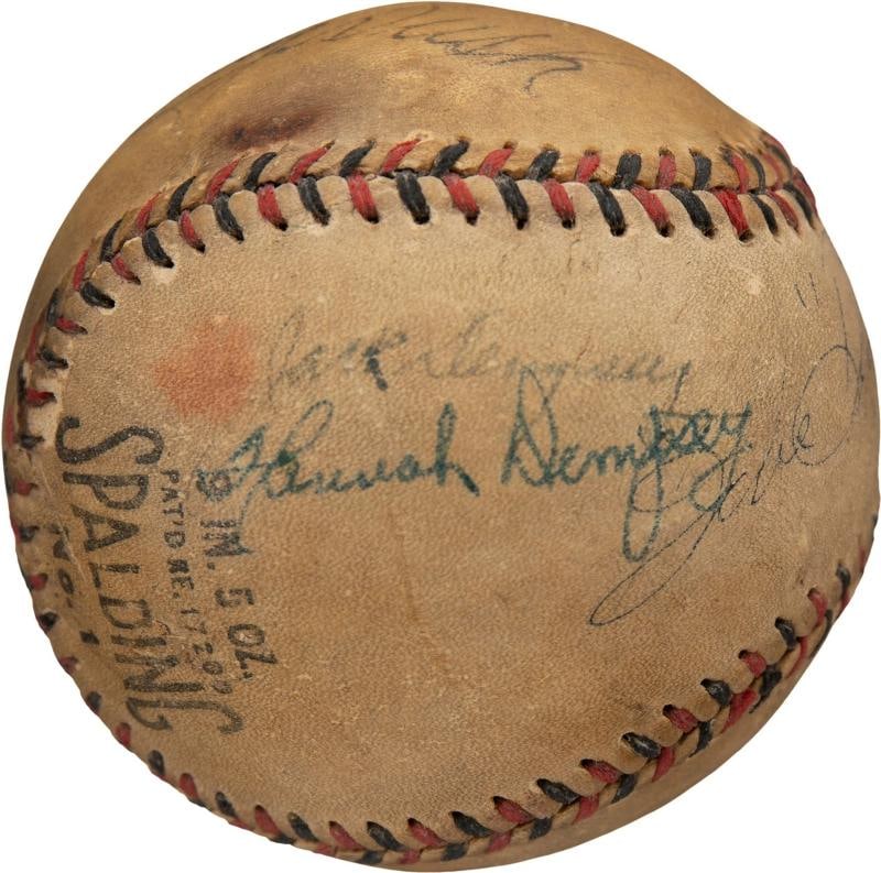 Babe Didrikson Zaharias & Jack Dempsey Signed 1932 Baseball PSA DNA & JSA COA - 2