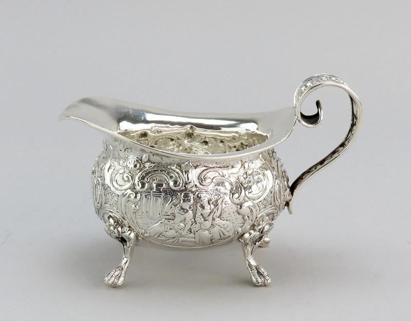 Fantastic Antique German Hanau 800 Silver Genre Courting Scene Creamer (1 of 8)