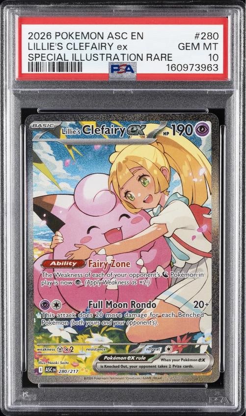 2026 POKEMON ASC EN-ASCENDED HEROES #280 LILLIE'S CLEFAIRY EX PSA 10: Condition: Graded - PSA 10: Professionally graded,Graded: Yes,Set: 2026 POKEMON ASC EN-ASCENDED HEROES,Game: PokÃƒÂ©mon TCG,Character: LILLIE'S CLEFAIRY EX,Card Name: LILLIE'S