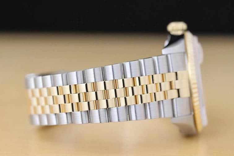 ROLEX MENS DATEJUST 16233 18K YELLOW GOLD STEEL TWO TONE WHITE ROMAN WATCH - 8