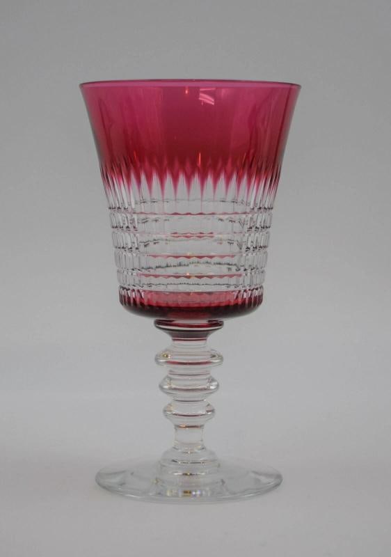 12 Dorflinger - Val St. Lambert - Cranberry Cut to Clear Water Glasses C 1920 - 3