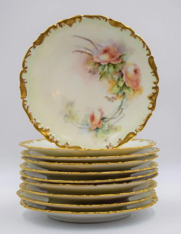 Set of 10 Limoges France Hand Painted Dessert- Cabinet Plates Circa 1900 - 6