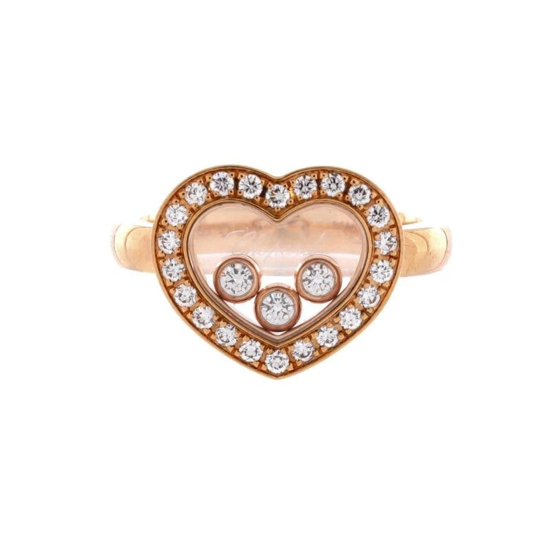 Chopard Happy Diamonds Heart Ring 18K Rose Gold with Diamonds and 3 Floating: Measurements: Size: 3.5, Width: 2.8 mm . Condition: Pre-owned - Good,Brand: Chopard,Main Stone: Diamond,Metal: 18K Rose Gold,Metal Purity: 18k,Ring Size: 3.5,Type: Ring,Color: Rose Gold,Style: 18K Ros